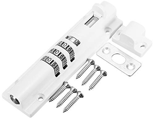 Fanuse Le Code de Combinaison Coulissant de Serrure de Boulon de Porte Horizontale Horizontale Peut êTre RéInitialisé pour le Blanc de Cabinet de Garage de Porte