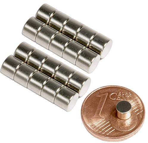 Neodym Magnet N52 Scheibe 490g - Zylinder Magnetscheibe 4mm Durchmesser - 4x3mm Neodym Magnete Runde Scheiben [20 Stück]