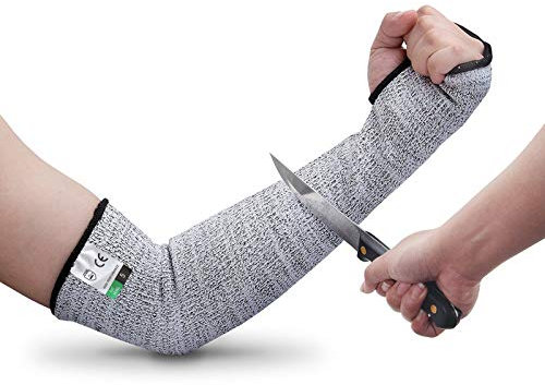 Guyarns Mangas Resistentes a Cortes Certificado EN388 y Clasificado Nivel 5 (más alto) Mangas para Soldadura de Trabajos de Cocina de Jardín Manguitos Ciclismo