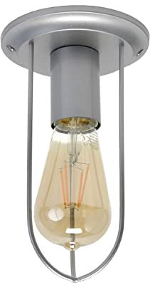 Licht-Erlebnisse STEPP Graue Deckenlampe Industrial Drahtschirm Vintage Design Deckenleuchte E27 Wohnzimmer