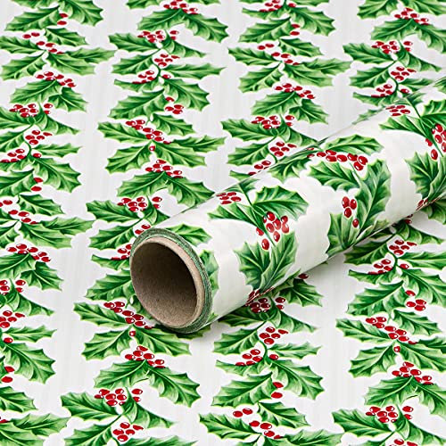Geschenkpapier Ilex, cremefarben, Geburtstagspapier, Weihnachtspapier, 0,70 x 10 m
