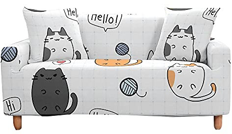 Surwin Elastisch Sofa Überwürfe 1 2 3 4 Sitzer, 3D Karikatur Muster Sofabezug Stretch Schonbezug Universal Sofahusse für Armlehnen Sofa Abdeckung Couchbezug (Japanischer Stil,3 Sitzer (190-230cm))