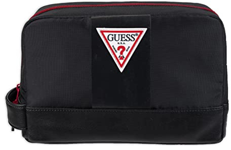 GUESS Herren-Reise-Set mit Reißverschluss, Schwarzer Reißverschluss, Einheitsgröße, Toilettenartikel-Reise-Set