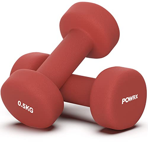 POWRX Neopren Hanteln Kurzhanteln 0,5kg Bordeaux 2er Set I Hexagon, Gewichte, Kraftraining, Hantelset für Männer und Frauen, Fitness, Gewicht, Dumbbell, Weights, Dumbells dumbellset