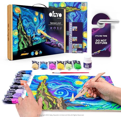 OKTO Kit d'art | Kit de peinture à faire soi-même avec argile à modeler pour adultes pour décoration de la maison | Argile séchée à l'air libre pour adultes | Cadeaux d'art et d'artisanat, bleu