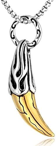 STANG Retro herrschsüchtig Nachahmung Wolfszahn Gold Anhänger Halskette Herren Persönlichkeit Punk Schmuck Geschenk