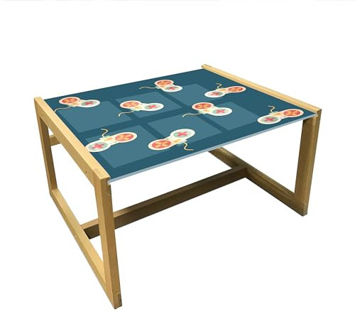 ABAKUHAUS Juego de Azar Mesa de Centro, 90 Videojuegos Consolas, Mesa Central de Cristal acrílico Duradero con Marco de Madera para, Medio, Azul Petróleo Multiclor