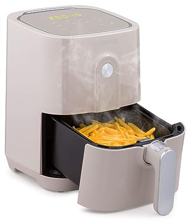 Klarstein Friteuse Sans Huile, Friteuse Compacte à Air Chaud 1400W à Chauffage Rapide pour la Cuisine, Airfryer 2.8L avec Ecran Tactile, Minuterie, Température Réglable, 8 Programmes de Cuisson