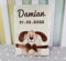 BotoBaby® Kuschelige Babydecke mit Namen und Geburtsdatum Geschenk Taufe Geburt ★ (Beige - Hund)