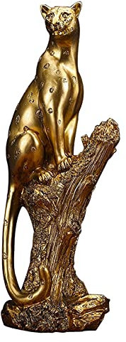 Figur, Ornament, Panther-Statuen, moderne abstrakte Gold-Panther-Skulptur, geometrische Harz-Leopard-Statue, Tierwelt, Dekoration, Geschenk, Handwerk, Ornament, Zubehör, Einrichtung ( Farbe : Golden C