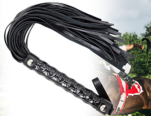 ZoeTekway Frusta per Cavalli in Pelle Nera con Frange Raccolto per Il Salto del Cavallo da Corsa Cavallo Allenamento Quotidiano