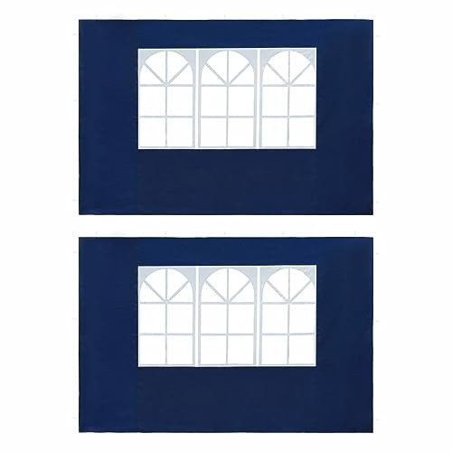 ZEYUAN Partyzelt-Seitenwände 2 Stück mit Fenster, Seitenteile Pavillon, Seitenwände Für Pavillon, Pergola Seitenwand, PE Blau