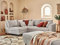 Lisa Design Rune – Ecksofa Links – 4-Sitzer – mit hocker – aus Cord Hellgrau