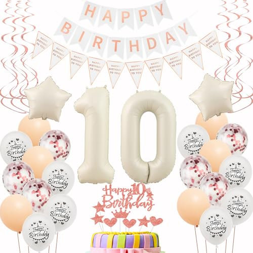 Luftballons 10 Geburtstag Mädchen Beige Roségold Deko 10. Geburtstag Mädchen Tortendeko 10 Mädchen Geburtstagdeko 10 Jahre Mädchen Geburtstag deko Beige Ballon 10. Geburtstag deko 10th Birthday