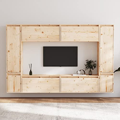 GuyAna TV-Schränke 8 STK. Massivholz Kiefer Wohnwand Wohnzimmer WohnwäNde TV Board HäNgend TV Sideboard