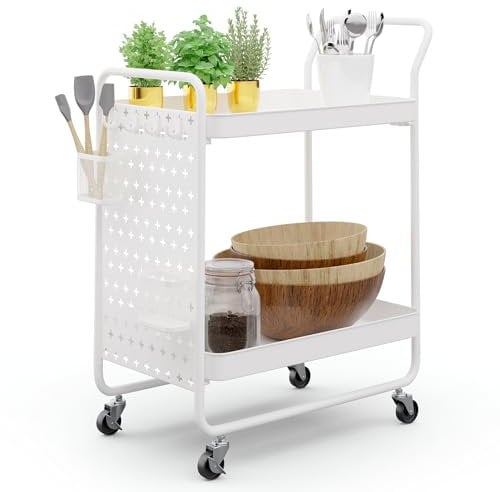 Klarstein Desserte à Roulettes, Chariot de Rangement et Service sur Roulettes, Desserte Cuisine et Bar, Petite Etagere de Rangement pour Fruits et Légumes, Dessertes Compacte, Meuble Cuisine Rangement