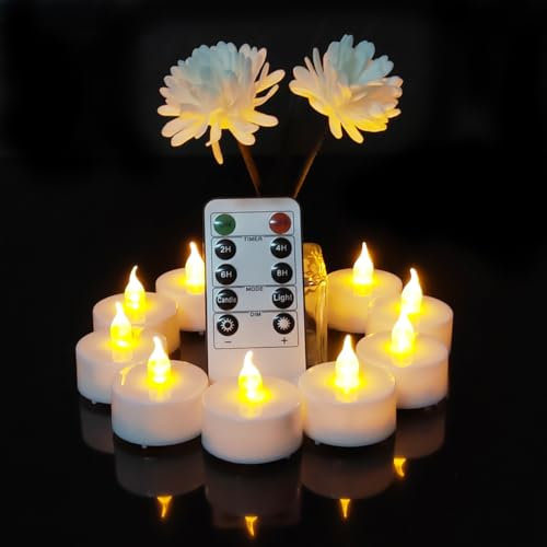 Jialine 12 lumini a LED con telecomando, candele a LED, tealight, candele elettriche, luci a batteria, decorazione per Halloween, feste, Natale, Pasqua, matrimonio