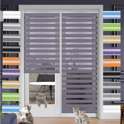Verdunklungsrollo Klemmfix 35 x 340 cm Hitzeschutz Energiesparend Seitenzugrollo Doppelrollo Thermorollo Einfache Installation für Fenster und Tür, Dunkelgrau