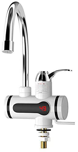 Instant Tankless Electric Hot Water Faucet, 220V 3sec Instant Tankless Electric Hot Water Faucet with LED Digital Display Kitchen Instant Heating Hot Water Tap, for Kitchen Sink (Under Inflow)FF