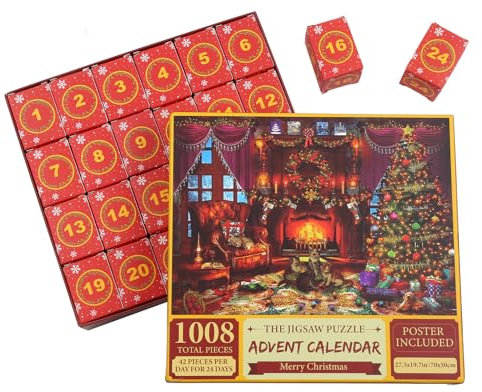 WATERBELINE Weihnachts Adventskalender 2023 Mit Weihnachtsbaum Kätzchen Welpen Rätseln 24-Tage Countdown Schöner Welpen Kätzchen Weihnachts Countdown Kalender Für Kinder