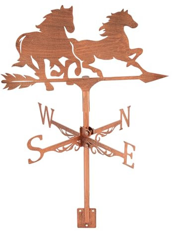 SUPERDANT Paleta meteorológica de caballo para montaje en techo, veleta de metal, indicadores de dirección del viento, señales de cobre para granja, patio, granero, cobertizos, jardín, decoración de