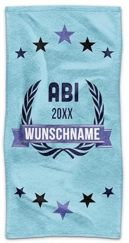 PR Print Royal Personalisiertes Handtuch - ABI mit Name und Jahr selbst gestalten - Abitur bestanden Geschenke, ABI Abschlussgeschenk | Fotohandtuch 100 x 50 cm