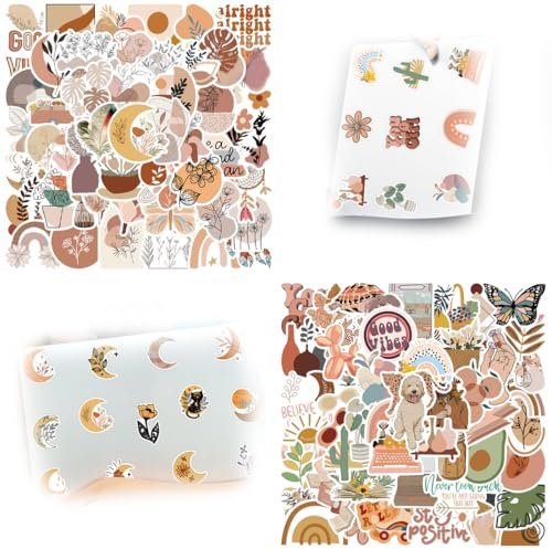 SGERUFZ 100 Pcs Boho Sticker Aufkleber für Laptop Telefon Wasserflasche Skateboard Koffer Gitarre Pad Niedliche ästhetische Vinyl Aufkleber Wasserdicht Scrapbook Aufkleber