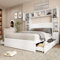 Ctastay Doppelbett Stauraumbett Holzbett 140x200 cm, Bett Familienbett Jugendbett mit Staufach & 4 Schubladen Stauraum, Flachbett Tagesbett Gästebett mit Lattenrost, Weiß (Ohne Matratze)