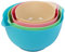 BoxedHome Mixed Pink Cyan Nesting Plastic Mixing Bowl Set with Pour Spout, Microwave and Dishwasher Safe, BPA Free Non-Slip Base, Set of 4, Great for Prepping, Baking, Cooking