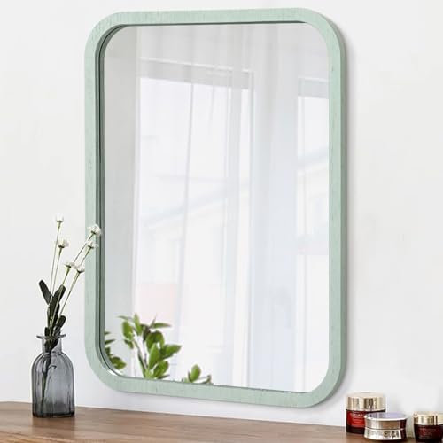 AOAOPQ Hellgrüner Badezimmer Eitelkeit Spiegel für Wand montiert gerundetes Rechteck für Schlafzimmer Wohnzimmer Bauernhaus horizontal oder vertikal hängende von zu 40x50cm