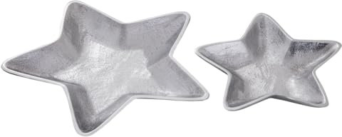 Amago home Dekoschalen Stern 2er Set Starlight Weihnachtsdeko Aluminium Farbe Silber