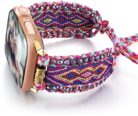 HARAVAL Boho Braided Band Compatible with Apple Watch Band 42mm 44mm 45mm 46mm 49mm Women, Woven Friendship Bracelet Handmade Beaded Adjustable Strap for iWatch Band SE Ultra 2 Series 10 9 8 7 6 5 4 3