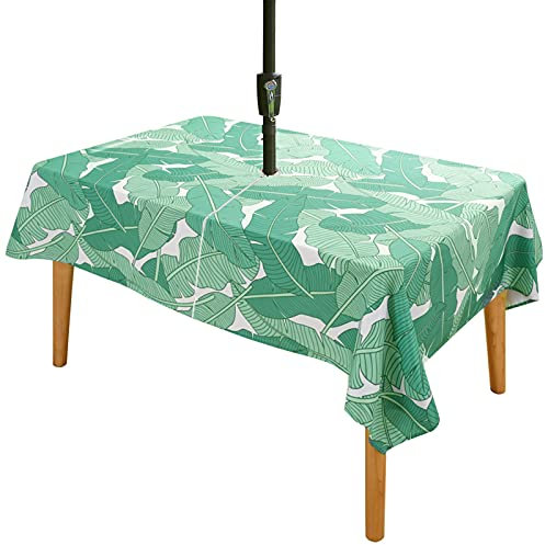 Wasserdichte Gartentischdecke mit Schirmloch, Blumenherzen, pflegeleicht und langlebig