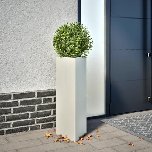 ShGaxin Pflanzkübel 2 STK. Weiß Dreieckig 30x26x75 cm Stahl, Blumentopf Gross, Blumenkasten Balkon, übertopf, Pflanzkasten, Flowerpot, Kräuterbeet Für Die Küche, Vertikalbeet - 851146