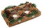 KAMACA Adventsgesteck mit Deko wie Tannenzapfen Beeren Holzumrandung und 2 Glas Kerzenhaltern Advent Weihnachten Adventsdeko Kerzenständer (Adventsgesteck 2 Teelichthalter 28x15x11 cm)