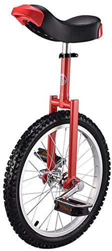 18/20-Zoll-Rad-Einrad for Kinder, mit Leichtmetallfelge, extra dickem Reifen, verstellbarem Sitz, Aluminiumlegierungsschnalle, for Outdoor-Sport, Fitness, Training, Gesundheit(Rosso,18inches)