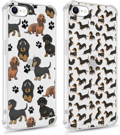 Phoona 2 Stück Handyhülle für iPhone 7/8/iPhone SE 2022/2020 Hülle 4,7'', Aesthetic Muster Design Weiche TPU Ultra Dünn Transparent PC Schutzhülle Kratzfeste Stoßfest Bumper Case für Mädchen, Hund