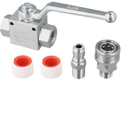 EXTRWORY Hochdruckreiniger-Adapter, Kugelhahn, Edelstahl, Hochdruckreiniger-Absperrventil, 0,95 cm, Schnelltrennung, NPT-Gewinde für Pumpenschläuche (3/8)