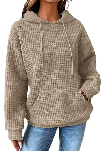 Dokotoo Kapuzenpullover Damen Hoodie Pullover Sweatshirt Langarm Oberteile | Hoody Damen mit Kapuze,Pullover für Damen Herbst Winter,Langarmshirt Waffelmuster,Hoodie mit Taschen Kordelzug,Pulli,Oberteil