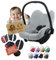 Frottee Sommerbezug [Schonbezug für Babyschale] Autositz kompatibel mit Maxi Cosi Cabrio Fix + GRATIS Gurtpolster (hellgrau + GP)