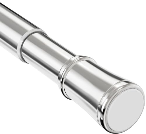 Stainless Steel Shower Curtain Rod Extendable Shower Curtain Pole No Drilling Tension Rod Adjustable Curtain Rail for Living Room, Bathroom, Closet,85-230 cm, 33-91″, Ø 32 mm,Silver