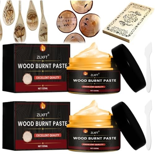 Gel à Combustion du Bois,2pcs Pâte de Combustion du Bois,Torch Paste Burning Wood,Pâte Torche Brûlante,Gel pour Brûler Le Bois avec Scoop,Torch Paste Bois,Gel pour Brûler Le Bois