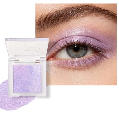 Palette di ombretti glitter, Purple Creme Shimmer Eyeshadow & Highlighter, Impermeabile & a lunga durata, Perla con texture fine, trucco occhi con riflessi metallici, trucco per donne e ragazze-09