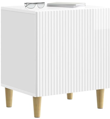 vidaXL Nachttisch Hochglanz Weiß 43 x 34,5 x 50 cm Holzwerkstoff, Geräumiger Vintage-Nachttisch, ideal zur Wohnungsorganisation, rechteckiges Design, platzsparender Schrank