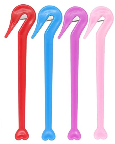 Wellrun 4Pcs Elastic Hairband Remover Tool,Painless Ponytail Cutter with Hidden Blade,Plastic Hair Band Scissors,Hairs Tie Remover for Rubber Bands,for All Hairs Types