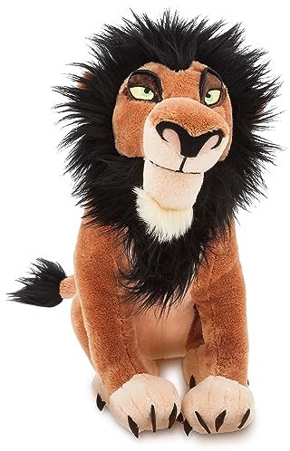 Disney Store Offizieller Mittelgroßer Scar Plüsch aus Der König der Löwen, 35 cm, Kuscheltier mit Flauschiger Mähne und Schwanz, Geeignet ab Geburt