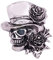 Vintage Punk Tête de mort Pin's (épinglette Halloween tête de mort squelette avec chapeau et fleur Rose Broche pour fête