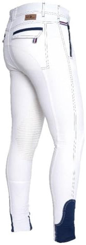 Interapi Fairplay Herren Reithose Rhett weiß Kniebesatz Beinabschluss elastisch, Herrengrößen:46