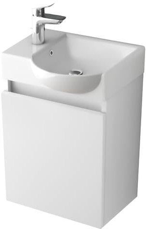 Alpenberger Waschbeckenunterschrank Klein Gäste WC | Waschbecken mit Unterschrank 45 cm Breit | Schmaler Schrank Weiß | Badmöbel für Kleine Bäder