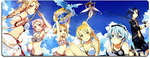 IGIRC Mauspad Sword Art Online 900X400mm Mouse Pad,Extended XXL Large Professional Gaming Mouse Mat with 3mm-Thick Base,for notebooks, PC, C